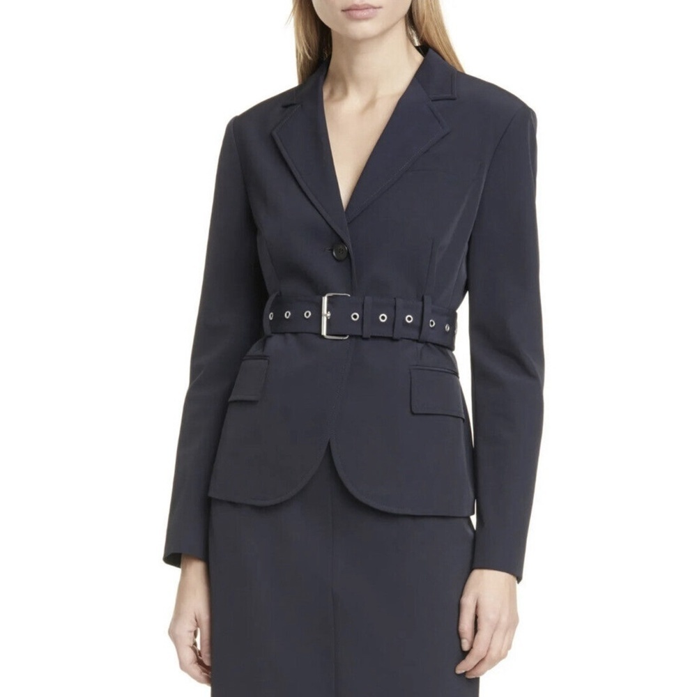 NWOT Judith & Charles Paris Belted Suit Jacket in Navy Sz. 4